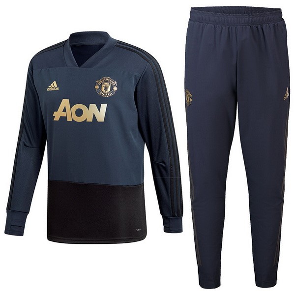 Trainingsanzug Manchester United 2018-19 Blau Marine Fussballtrikots Günstig